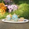 Set Wooden Tea Toddlers Play Party Children Food Dessert Tray Kitchen Teapot