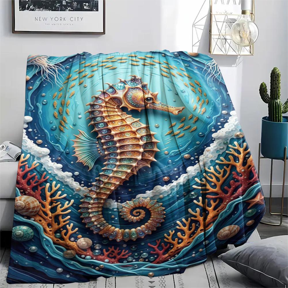 Marine Life Print Flannel Blanket,High Quality Comfortable for All Seasons,Home Decor,Warmth and Comfort,Perfect for Christmas Gifts