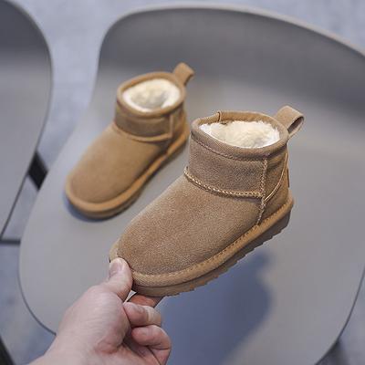Versione coreana di stivali da neve per bambini ragazzi e neonati scarpe di cotone a collo alto imbottite e calde scarpe da bambino stivali di cotone in vera pelle scarpe da bambina