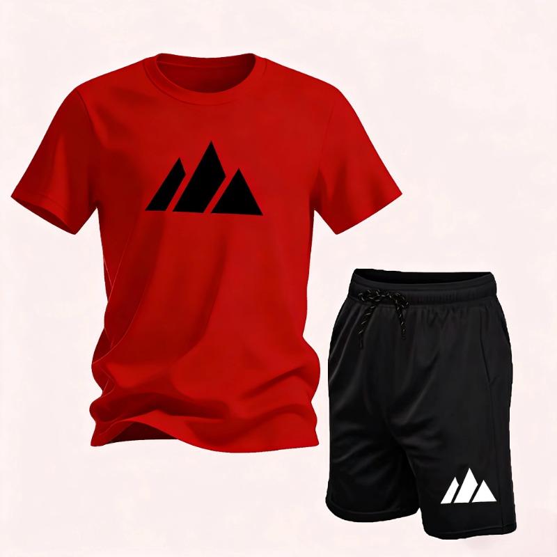 Sommer Mode Trendig Lässig Sport Zwei-Teiler Set Jugend Herren Kurzarm T-Shirt Shorts Set Atmungsaktiv Schnelltrocknend Active Wear