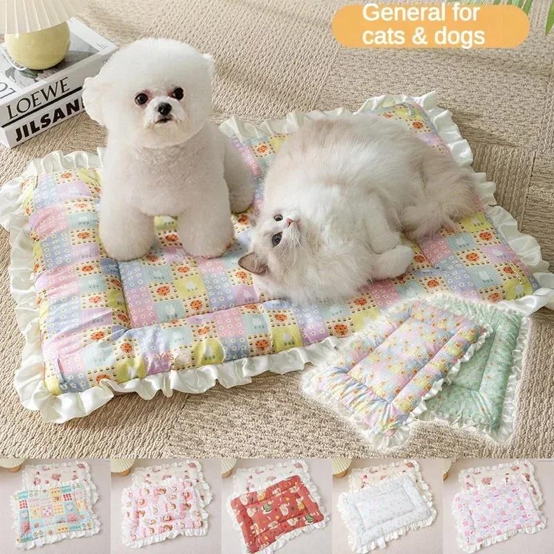 1PC Double sided Pet Sleeping Mat Dog Bed Cat Bed Soft Hair Thickened Blanket Pad Fleece Home Washable Warm Blanket Pet Supplies