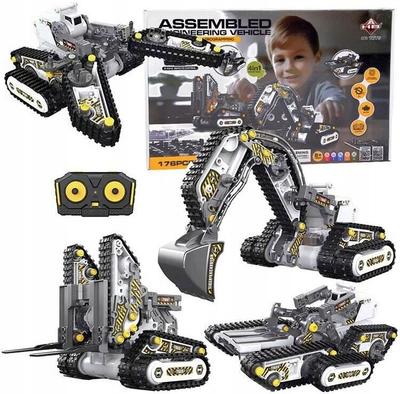 Plastic Construction Set Dk Cars 4-in-1 RC Excavator Tank, 176 Parts