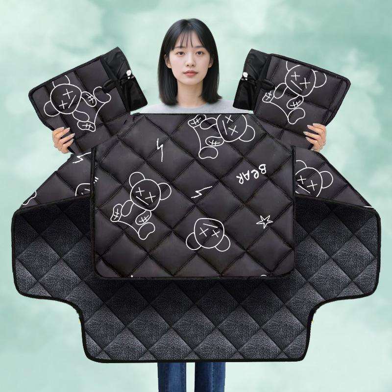 Cozy Fleece-Lined Windproof Blanket for Electric Vehicles - Perfect for Autumn & Winter