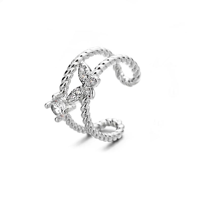 Double-Layer Butterfly Ear Clips - Trendy Hollow Arabesque Design for Autumn/Spring, Sweet & Cool Style, No Piercing Needed