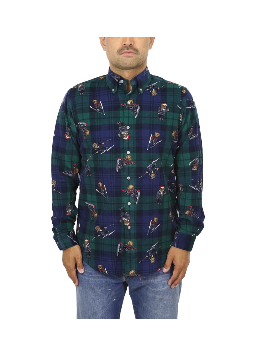 

POLO Ralph Lauren Classic Fit Long Sleeve Corduroy Shirt with Polo Bear Men s Button-Down Print, 0103961-M-MULTI [Used]