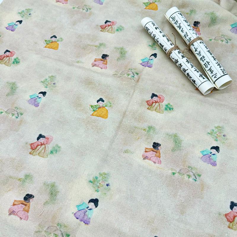 

100x150cm Retro Encrypted Cotton Linen Fabric Chinese Ink Style Pastoral Fabric For DIY Sewing Hanfu Dress Pajamas Table Cloth 100x150cm