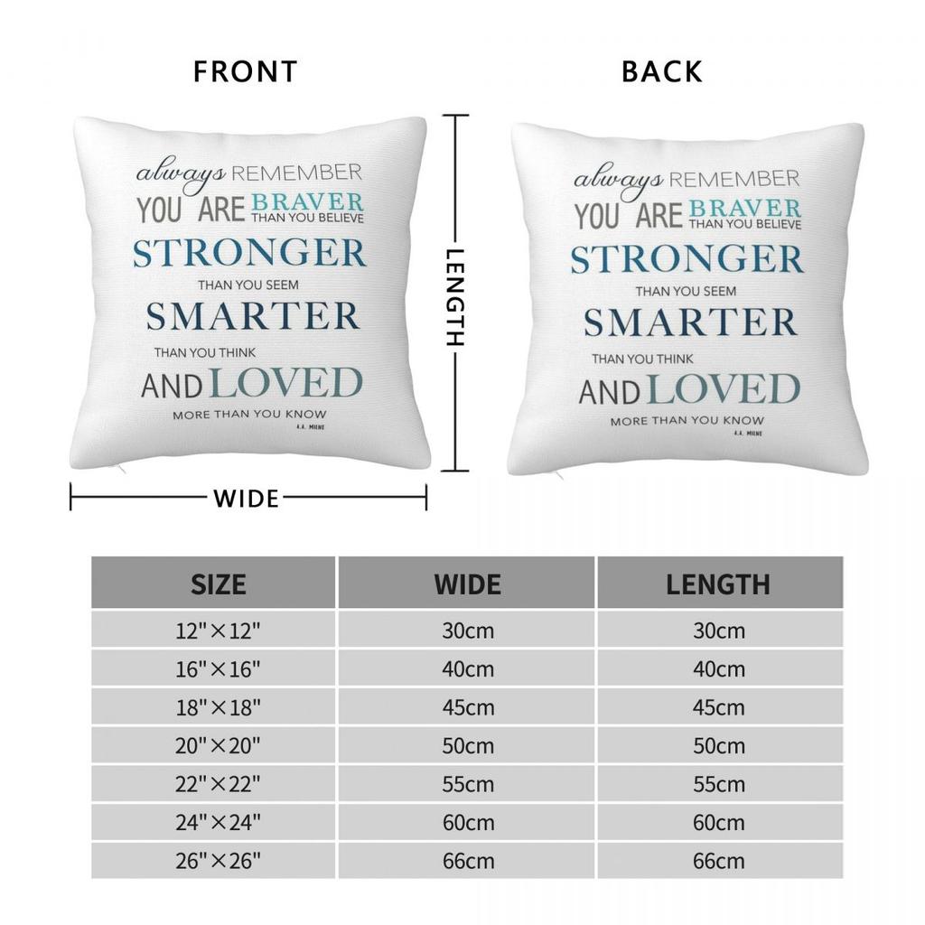 Braver Stronger Smarter Square Pillowcase Polyester Linen Velvet Pattern Zip Decor Throw Pillow Case Home Cushion Cover 45X45