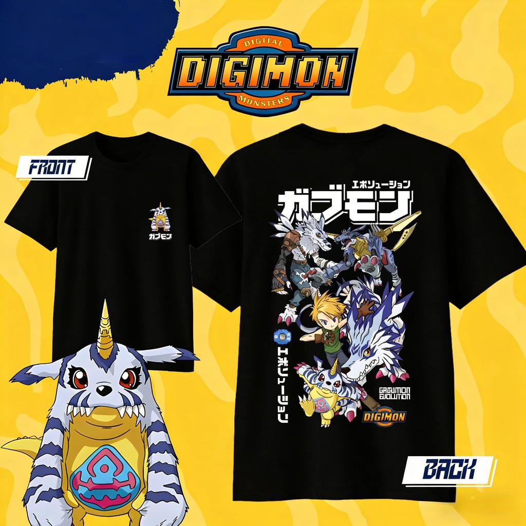 Summer 2026 Digimon Gabutsu Ishida Daiwa Evolution Chain Themed 100 Cotton Print Loose Tshirt Top for Boys and Girls