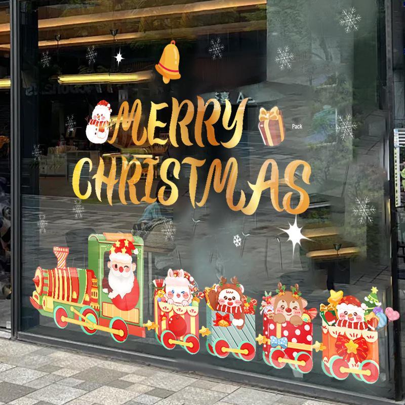 2026 New Christmas Tree Window Stickers for Shopping Malls & Stores - Festive PVC Decorations for a Vibrant Holiday Atmosphere