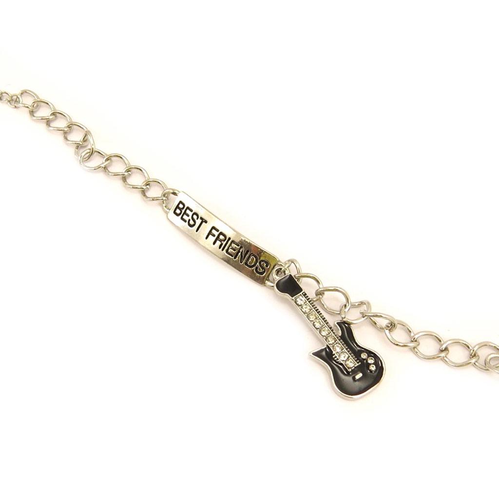 Les Trésors De Lily [L5165] - Black Silver 'Best Friends' Bracelet