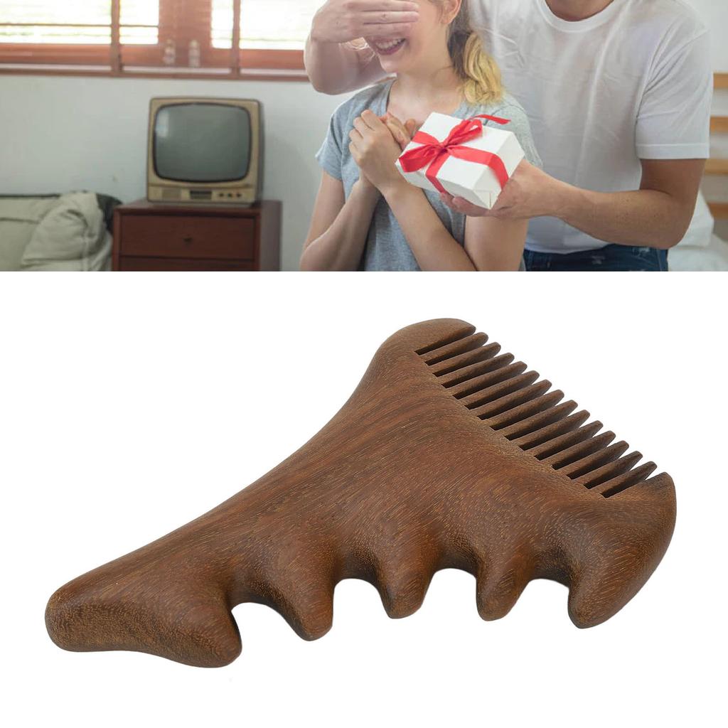 Sandelholz Kleines Monster Kamm Breitzahn Dick Multifunktional Tragbar Holz Massagekamm für Kopfhaut
