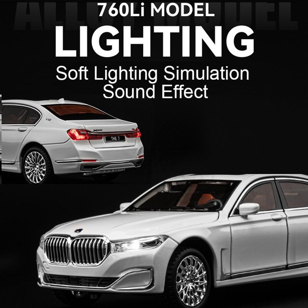1/24 Scale BMW 760Li Toys Model Car Alloy Diecast Vehicle Model with Light and Sound Simulated Car Toy for Children Gifts Collection