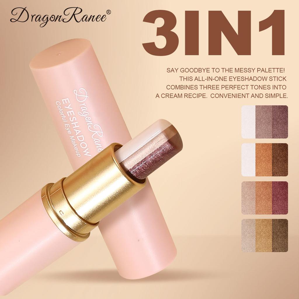 Three Color Eyeshadow Stick Glitter Highlight Shadow Stick Eye Makeup Waterproof Lasting Shimmer Metallic Eyeshadow Makeup