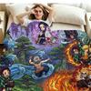 Demon Slayer Anime Print Flannel Blanket High Quality Warm Comfortable Cover for All Seasons Perfect for Gifts Home Decor