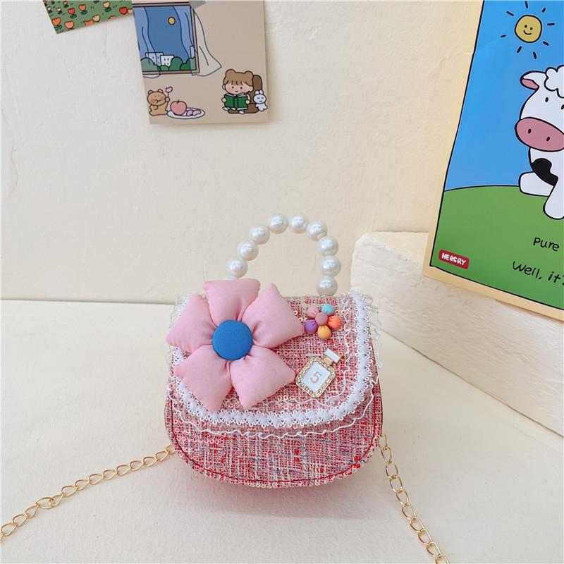 

Милая мини-сумочка с жемчугом для девочек, очаровательная сумка кроссбоди из искусственной кожи Pink Floral