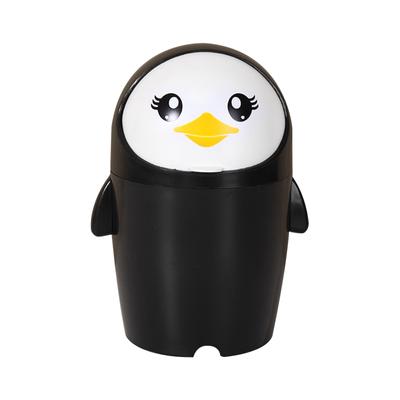 Stolní mini tučňák odpadkový koš s víkem držák na pero odklápěcí víko Uspořádání pomůcek Příslušenství pro domácí ložnici