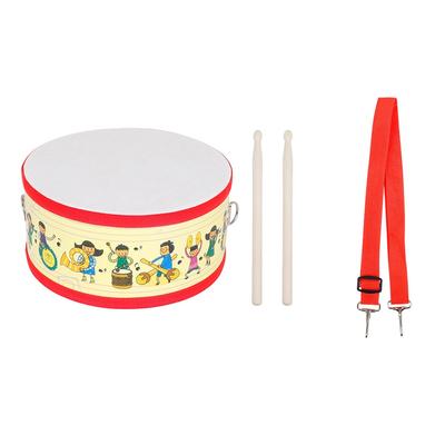 Tambor de madeira com padrão de desenho animado, instrumento de percussão musical educacional precoce com baquetas para crianças, presente para bebês