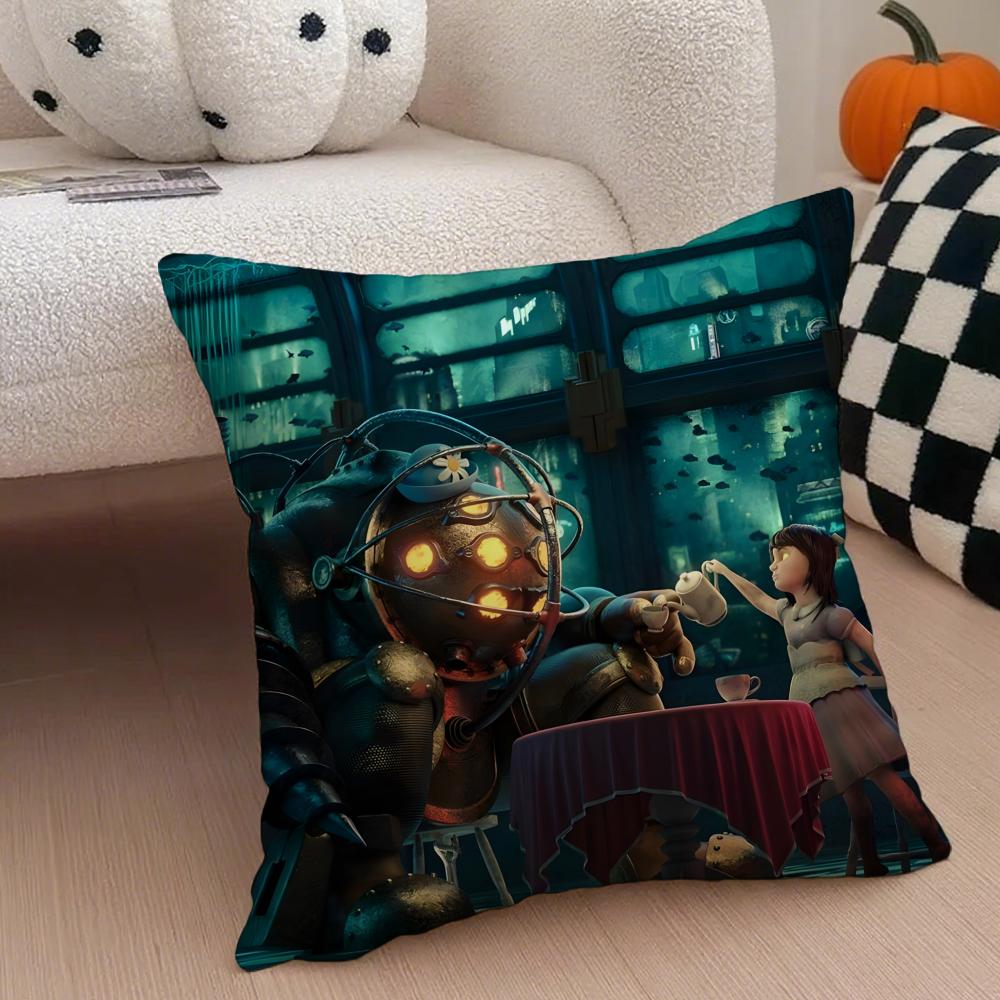 game scifi BBioshock IInfinite Cushion Cover Throw Pillow Cover Hidden Button Durable Polyester Chair Cushion