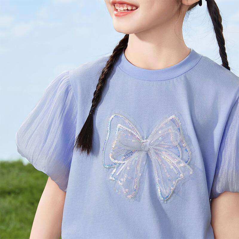 Girls' Cotton Bow Short-Sleeve T-Shirt