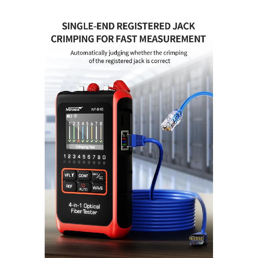 NOYAFA 4 In 1 Fiber Optical Power Meter Visual Fault Locator NF-916 VFL REF FC SC ST LCD Display Optic Cable Tester Network Tool