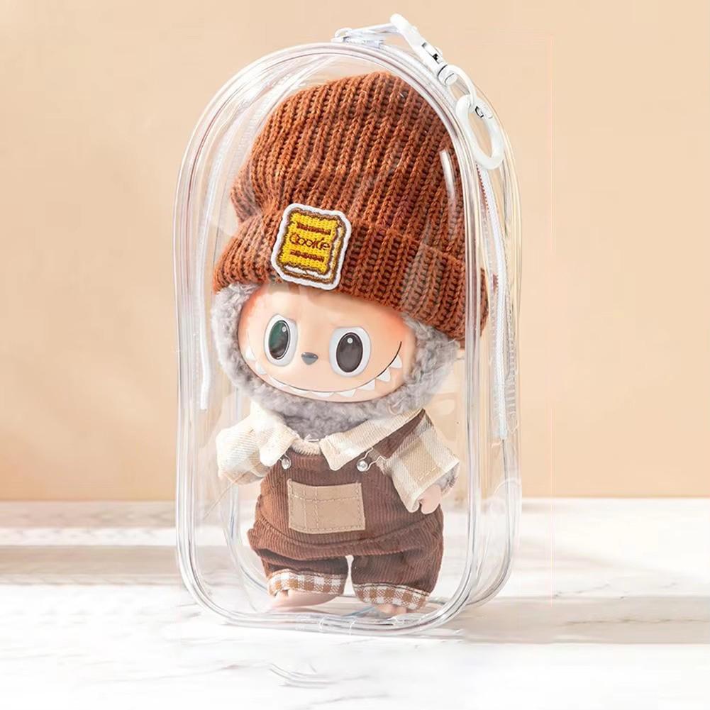 Portable Clear Display Bag For Characters Toys All Round Protected Labubu Doll Storage Pouch For Fans