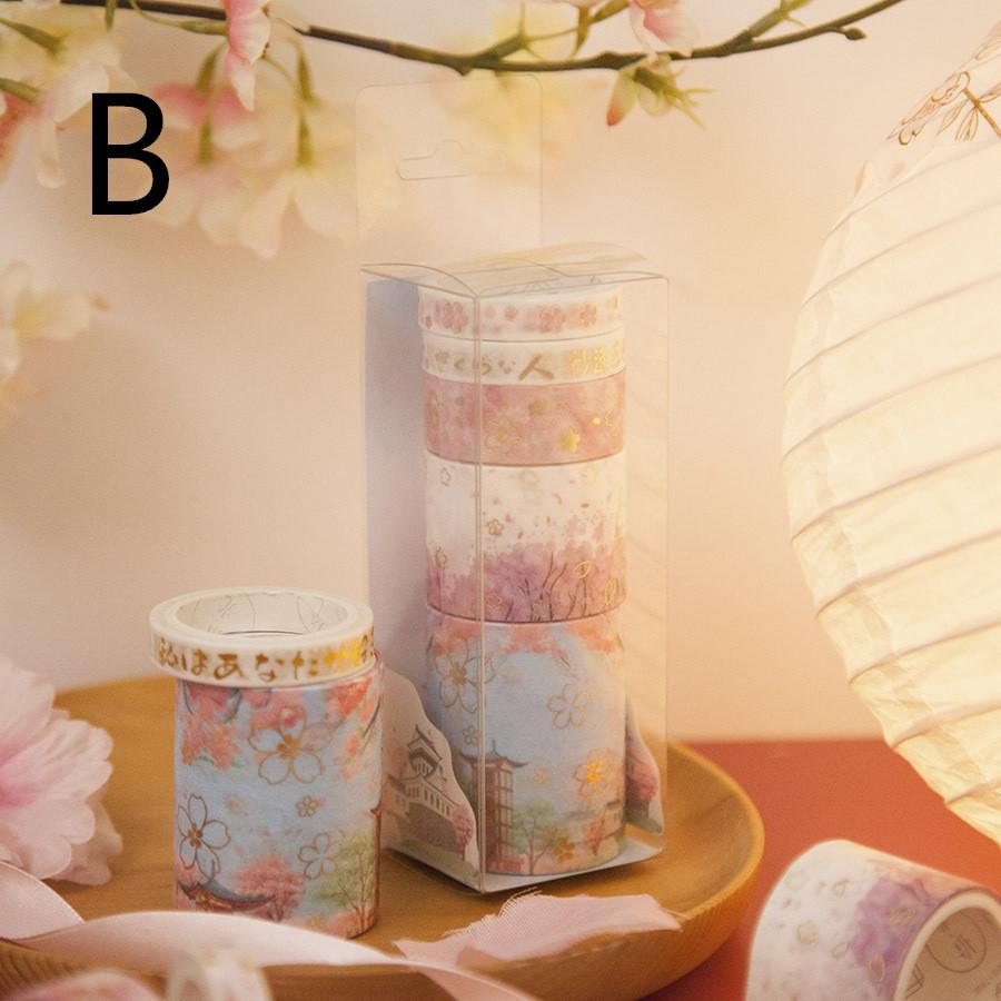 

Набор васи-ленты 5 рулонов/коробка Серия March Cherry Креативный ручной дневник DIY Декоративная паста 5 рулонов Лот васи-ленты LS B