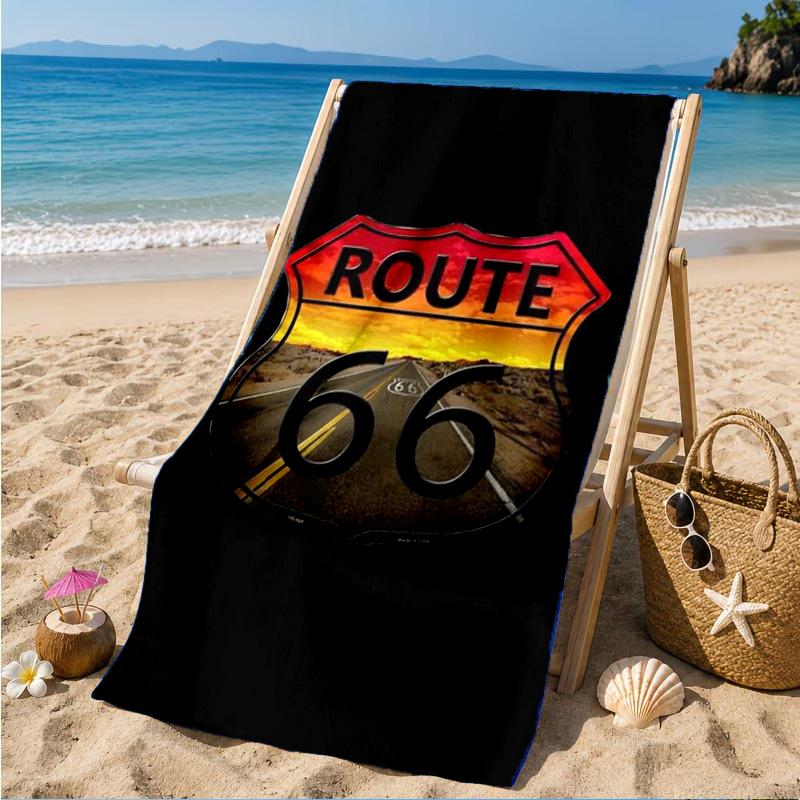 Route 66 Beach Towel, Quick-drying, Easy To Care For, Suitable for Both Fitness and Beach Vacations,Sports Essential