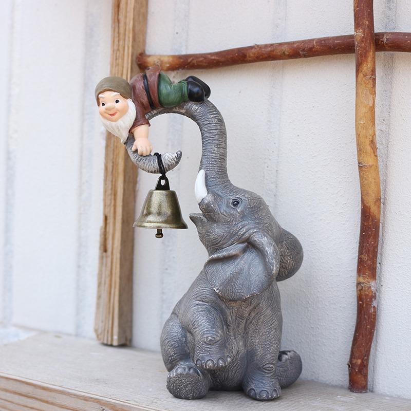 Bell Spirit Elephant Ornaments, Resin Outdoor Animal Statues, Villa Garden Balcony Craft Decorations