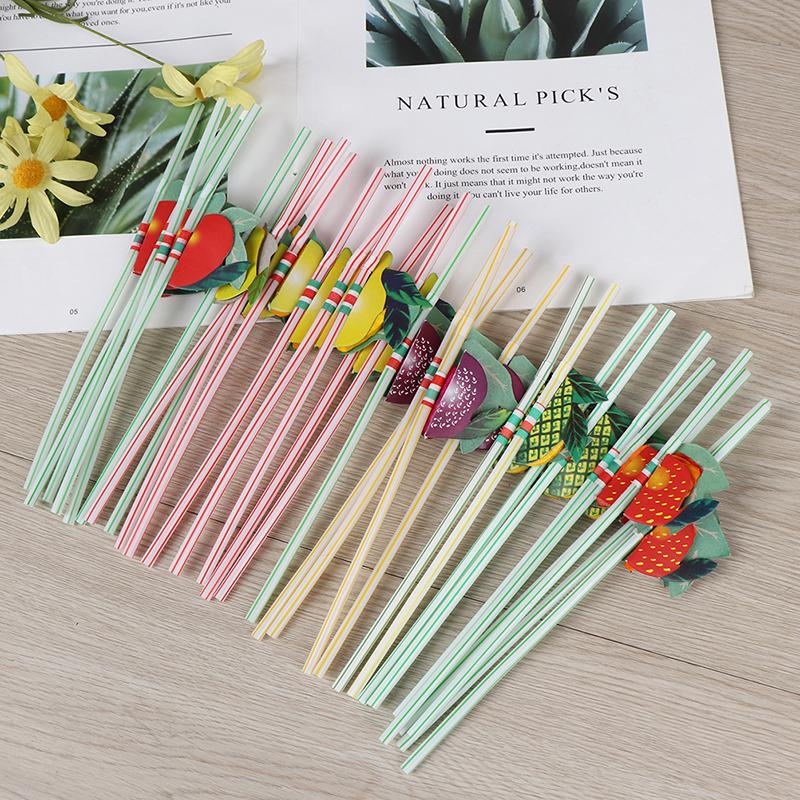 50pcs Hawaiian 3D Fruit Cocktail Straws Umbrella Drinking Straws Party Decor