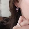 Orecchini a cerchio a forma di cuore in zircone viola vintage da donna, orecchini a perno alla moda, gioielli da festa, regalo AVE