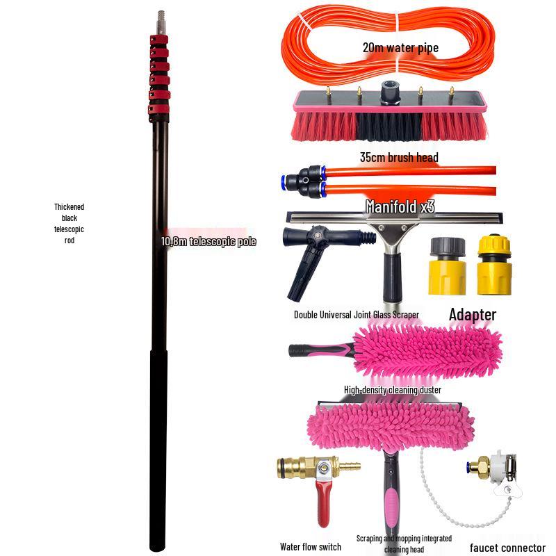 20-60 Ft Solar Panel & Window Cleaning Brush Kit
