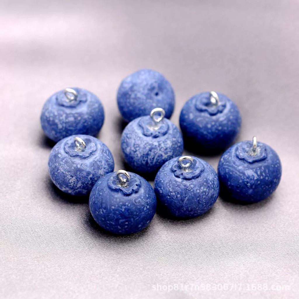 8 Stück Blaubeer-Form Niedliche Ornamente Frucht-Anhänger Schmuckherstellung DIY Halsketten Armbänder Ohrringe Schlüsselanhänger Zubehör