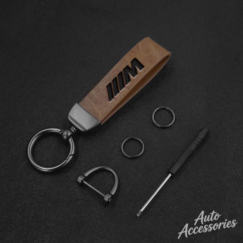 OMPC8 Metal Leather Car Keychain Anti-Lost Keyring Pendant Lanyard For BMW M Performance E46 E90 E60 F10 F30 E39 E36 F20 E87 G30 E92