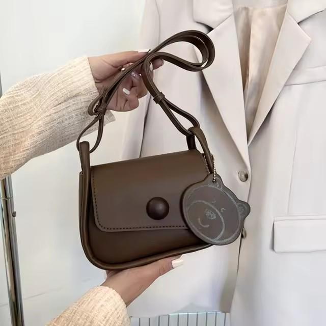

Women s Vintage Solid Color PU Leather Underarm Shoulder Bag, Casual Small Crossbody Purse кавовий