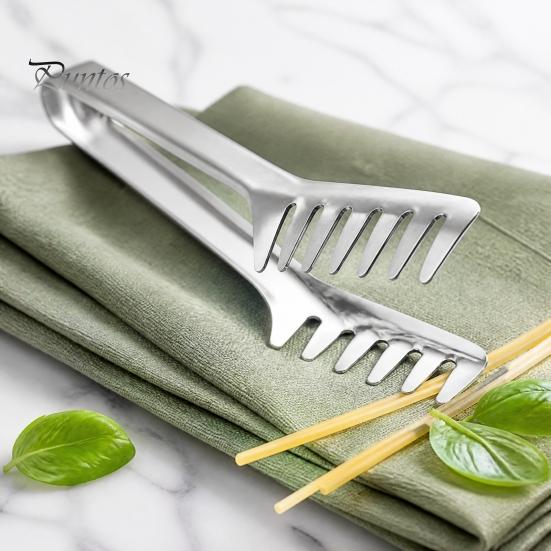 Stainless Steel Pasta Tongs Spaghetti Tongs, Comb?Shape Serving Multi?Purpose Heat Resistant Steak Clamp Kitchen Food for Spaghetti, Steak, Bread,