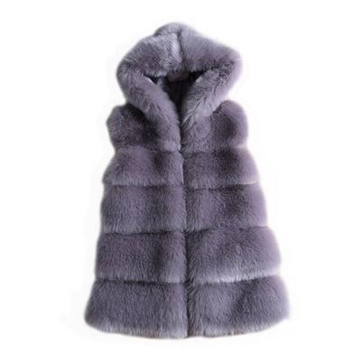 Soft Thick Warm Vest Hoodie Female Faux Fox Fur Mink Sleeveless Hooded Coat Women Winter 2023