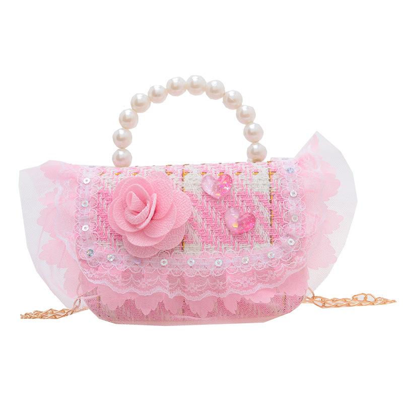 Floral Childrens Delightful Crossbody Bag With Shiny Sequins For Fashionable Toddlers
