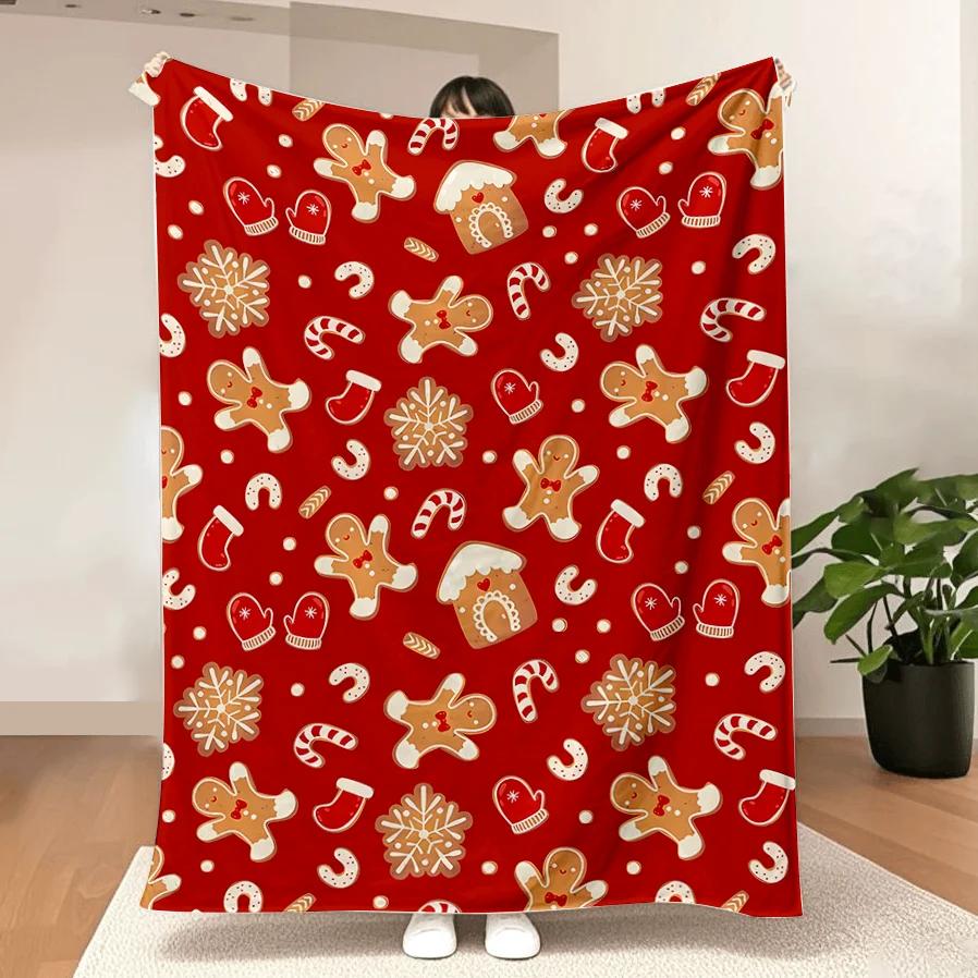 

Cute Winter Gingerbread Throw Blanket Soft Warm Lightweight Blankets Gift for Couch Bed Living Room Travel Office Christmas 75x100cm (30x40inch)