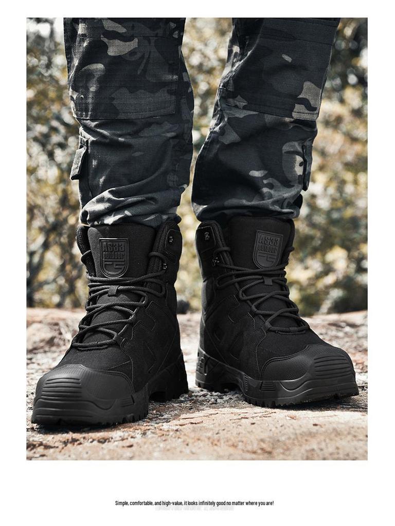 Men's Plus Size Outdoor Tactical Combat Boots - Wear-Resistant Military Hiking & Mountaineering Footwear