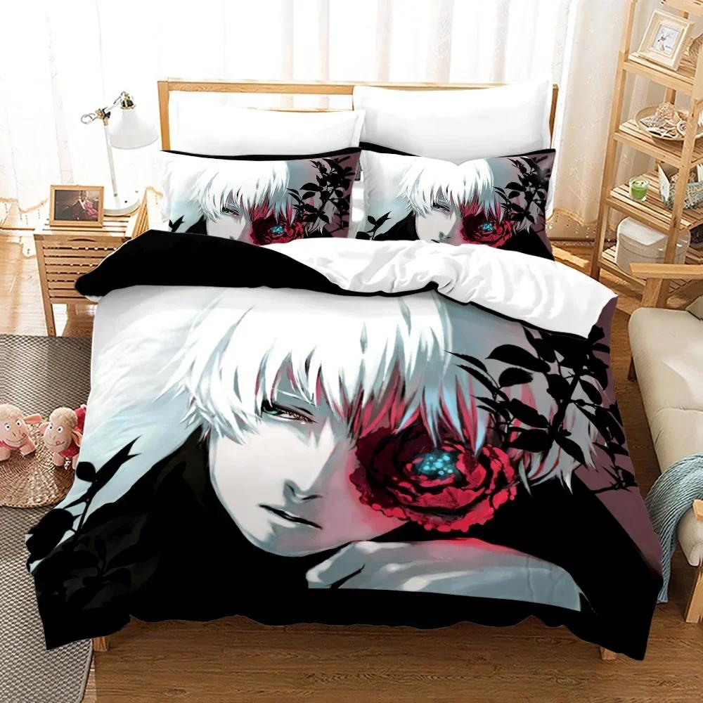 3D Printed Anime Tokyo Ghoul Comfortable Duvet Quilt Cover Pillowcase Bedding Set Children Bedroom Decoration Home Textile