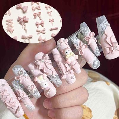 Chaînes de Perles pour Ongles en Silicone Motif Nœud Dessin Animé Moule de Sculpture Décorations d'Ongles Outils de Manucure Plaque d'Estampage Stéréoscopique DIY