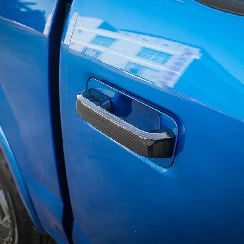For Ford F150 2015- Raptor Car Rearview Side Mirror Wing Cap + Door Handle Cover Exterior Door Housing Shell Trim ABS