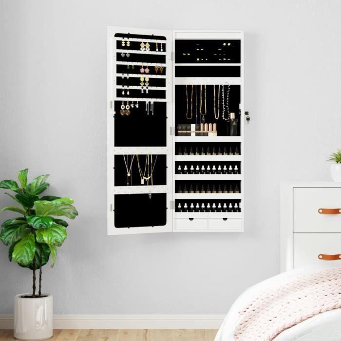 VidaXL Jewelry Cabinet with Mirror and LED Lighting Wall-Mounted White 353235