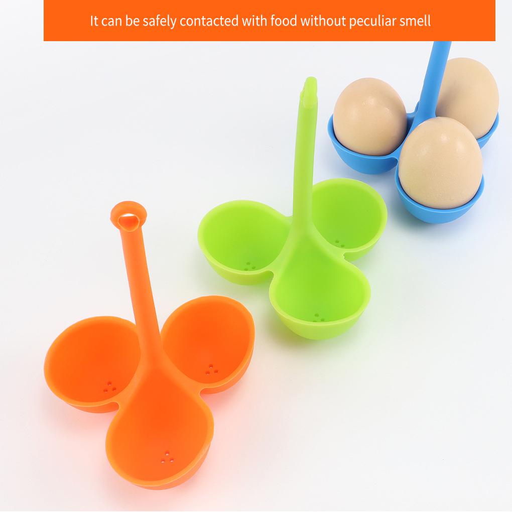 Silicone Egg Cooker 3 Hole Handheld Solid Color Reusable Washable Household Kitchen Boiler Cooking Tool Accessories