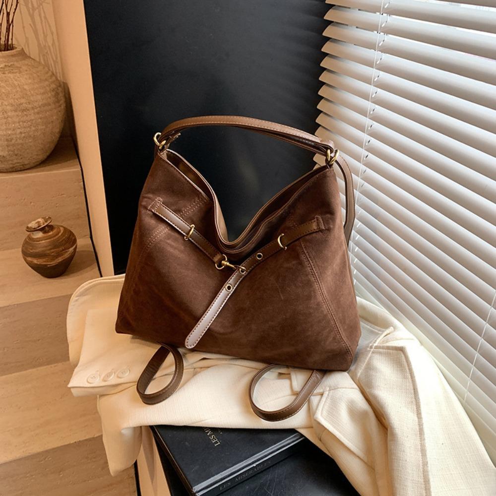 Solid Color Hobo Bag Fashion Tote Bag Trendy Ladies Crossbody Bag  Autumn and Winter