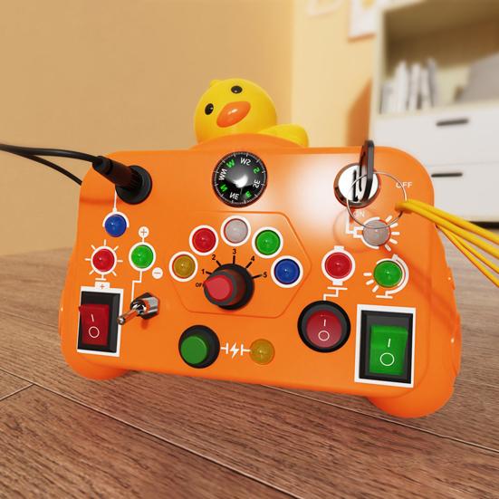 Toddler Animal Busy Board with LED Light Baby Light-up Switch Busy Board Game Machine Travel Kids Educational Learning Activity Toy Boys Girls