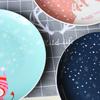 8 Inch Christmas Round Bone China Plate Cartoon Ceramic Dinner Plate New Year Steak Fruit Nuts Tray Household Snack Dishes Plate
