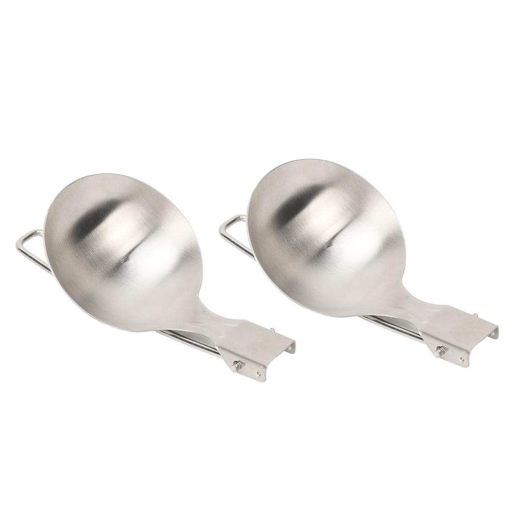 2pcs Folding Spoon 304 Stainless Steel Heat Resistant Rustproof Spoon Portable Outdoor Spoon for Camping Cycling Hiking