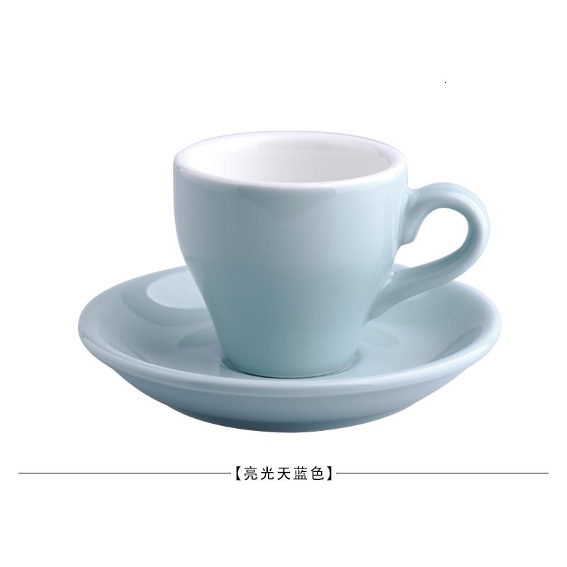 80cc Coloured Cheap Thick Ceramic Espresso Cups Saucer Set Cafe Household Caffe Latte Expresso Strong Coffee Mugs Tray Wholesale