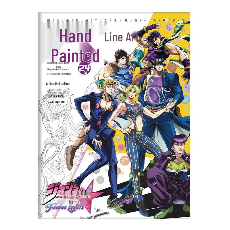 Hand-Drawn Anime Coloring Book: Line Art from One Piece, Naruto, Demon Slayer, Identity V, and Conan